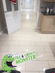 dirty grout on a polished porcelain floor, grout monster belfast